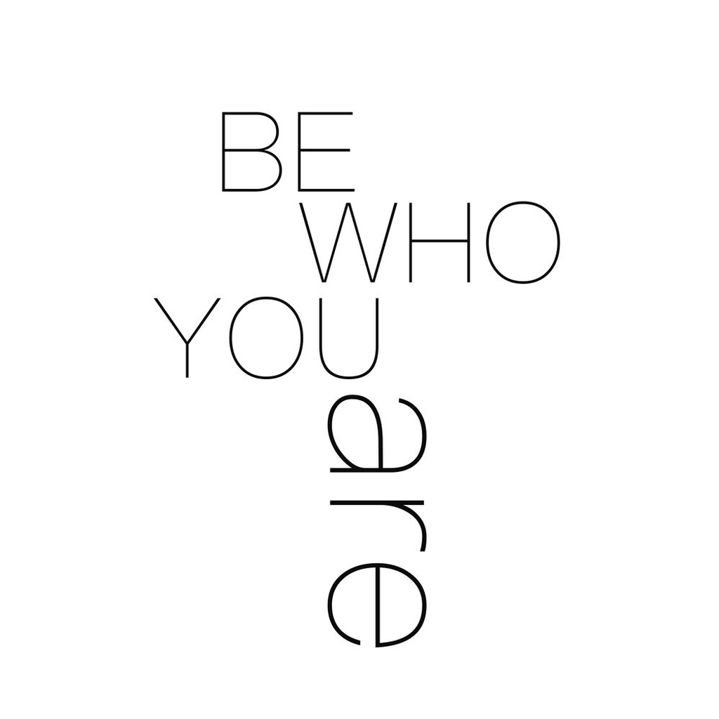 print on cross words saying Be Who You Are