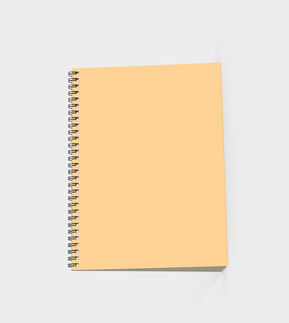 spiral bound journal in muted yellow with a young woman jumping in the air with the words Got NO Time For You both the woman and words are pink back view