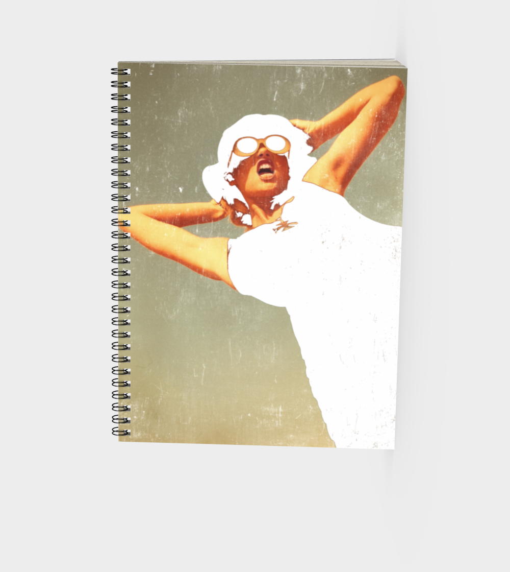 Spiral noteSpiral book with cover image of a fashion girl artistically coloured and screaming