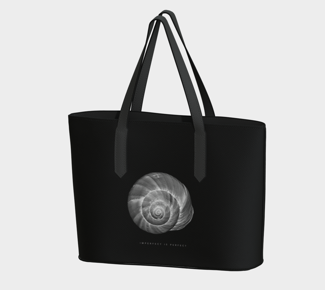 Vegan Leather Tote Bag with shell and "Imperfect is Perfect" quote